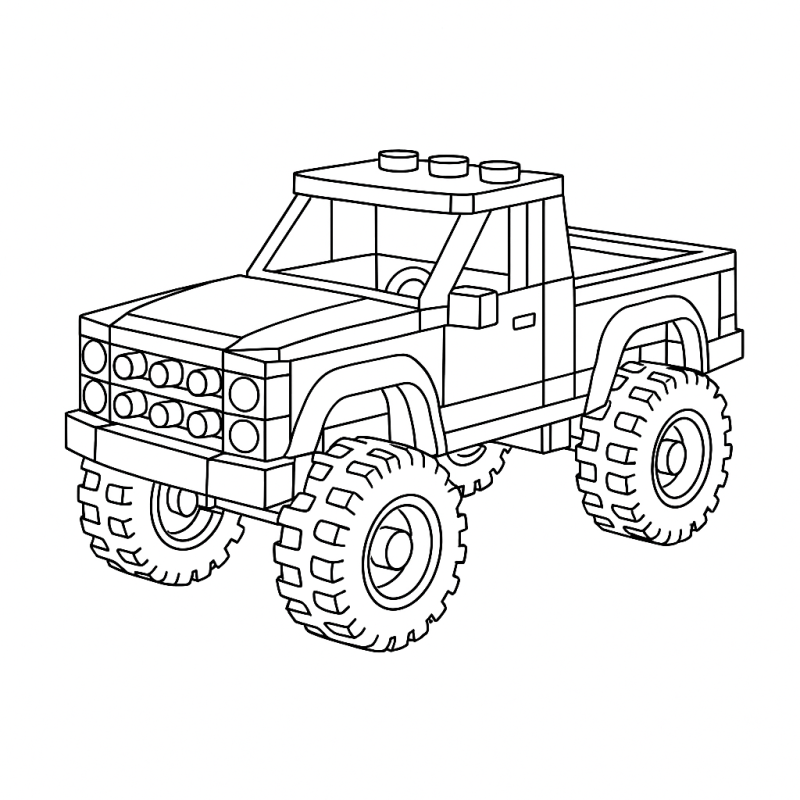 Desenho de uma caminhonete de blocos para colorir