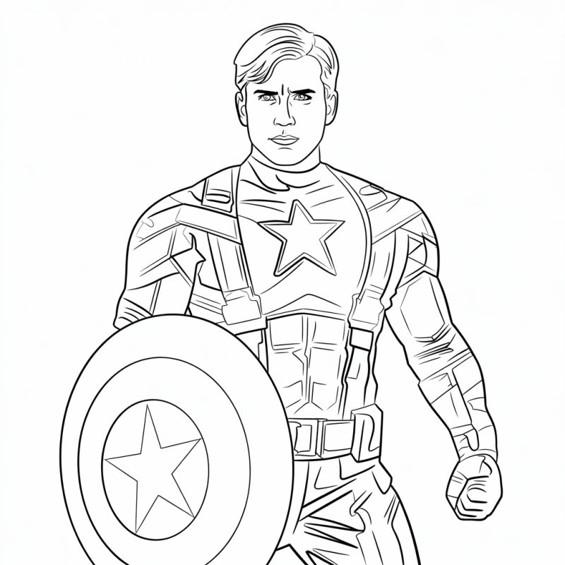 Desenho do Capitão América com escudo para colorir