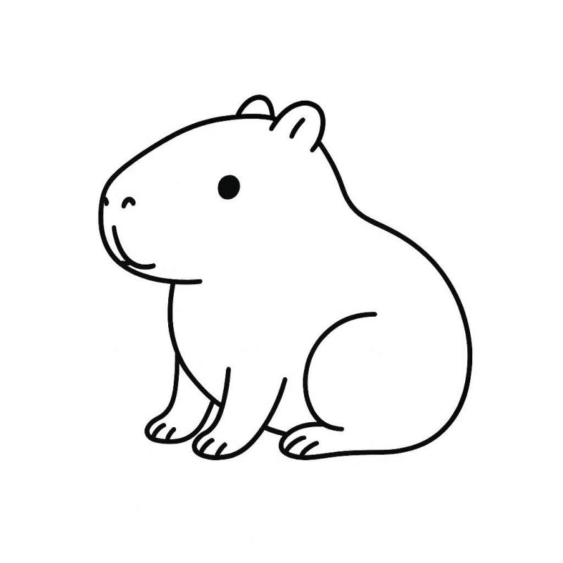 Capivara Fofa Pronta para Colorir