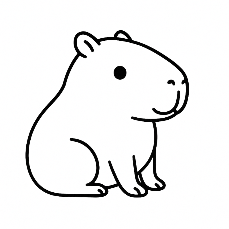 Desenho Simplificado de Capivara para Colorir
