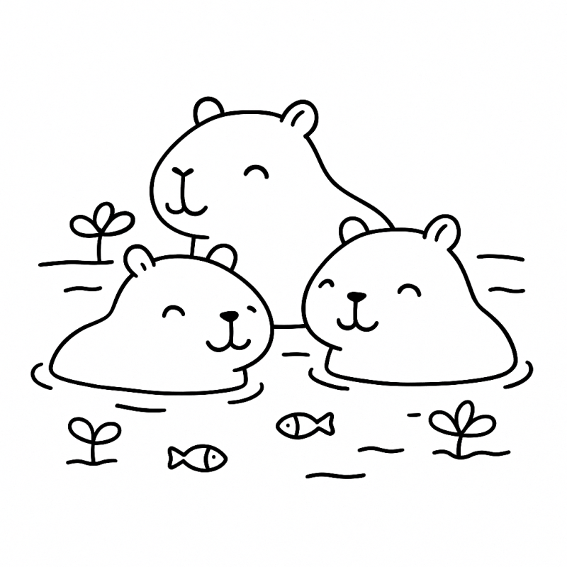 Capivaras Serenas para Colorir: Uma Imersão em Paz e Alegria