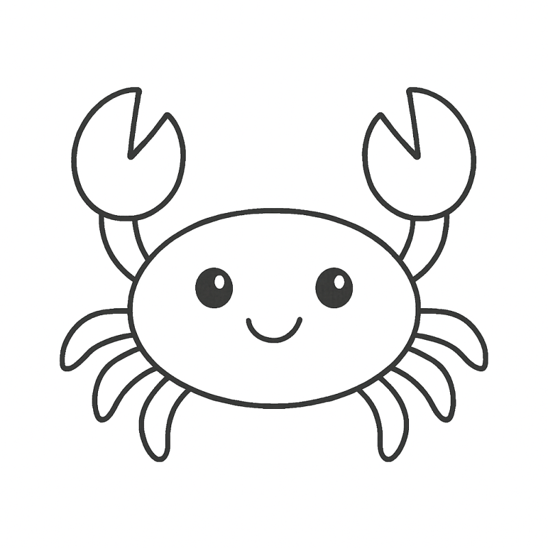 Desenho de um caranguejo amigável para crianças colorirem