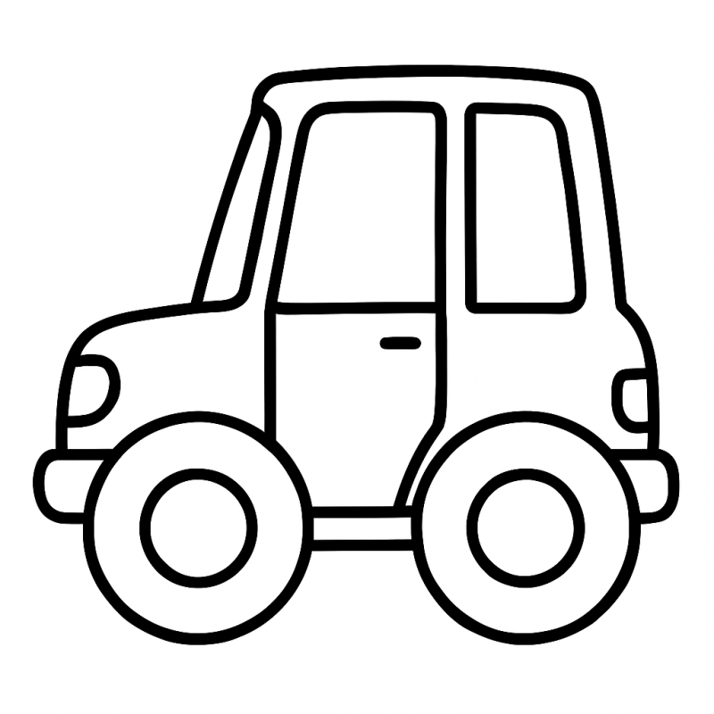 Desenho de Carro Cartoon Compacto para Colorir