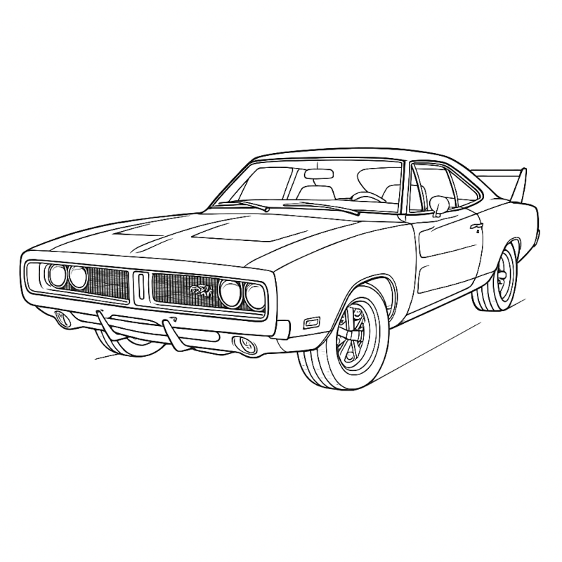 Desenho detalhado do Dodge Charger R/T 1970 para colorir