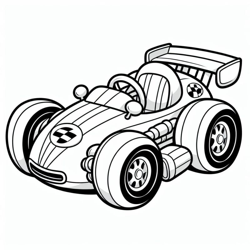Desenho de Carro de Corrida Clássico Para Colorir