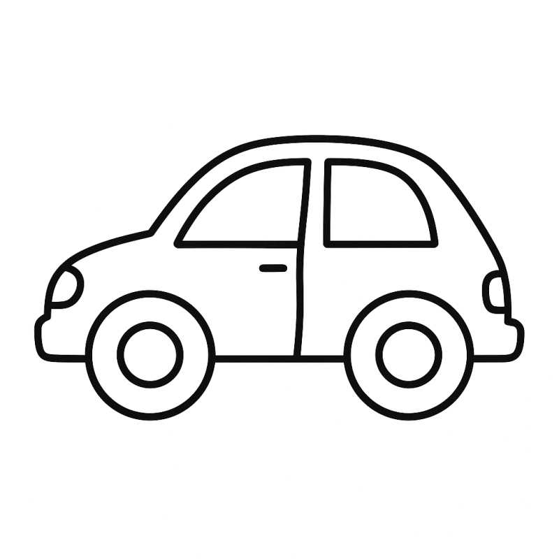 Desenho de Carro Clássico com Design Redondo para Colorir