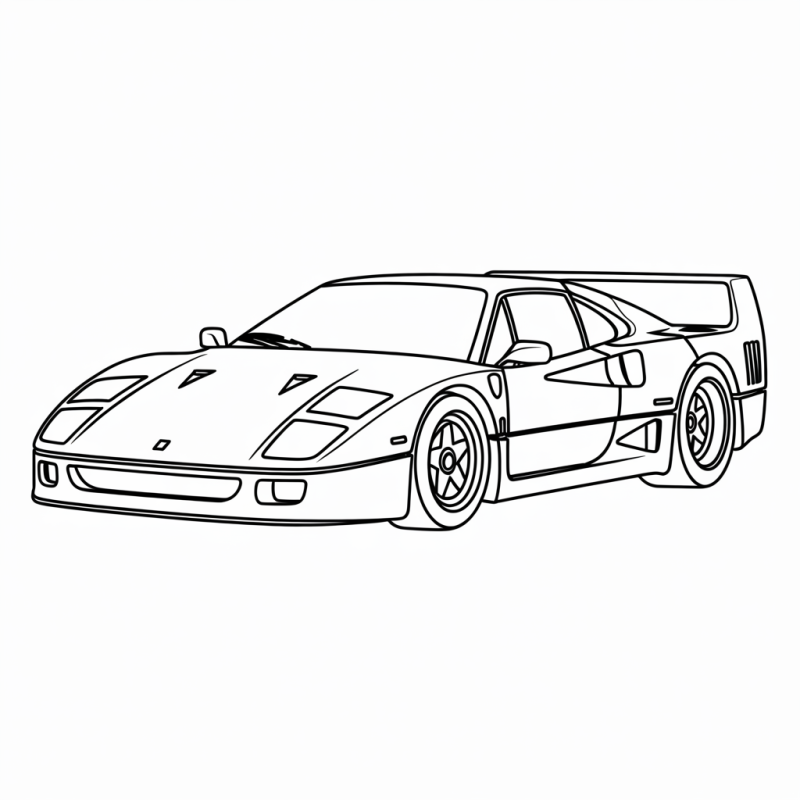 Desenho de carro esportivo Ferrari F40 estilo Hot Wheels para colorir