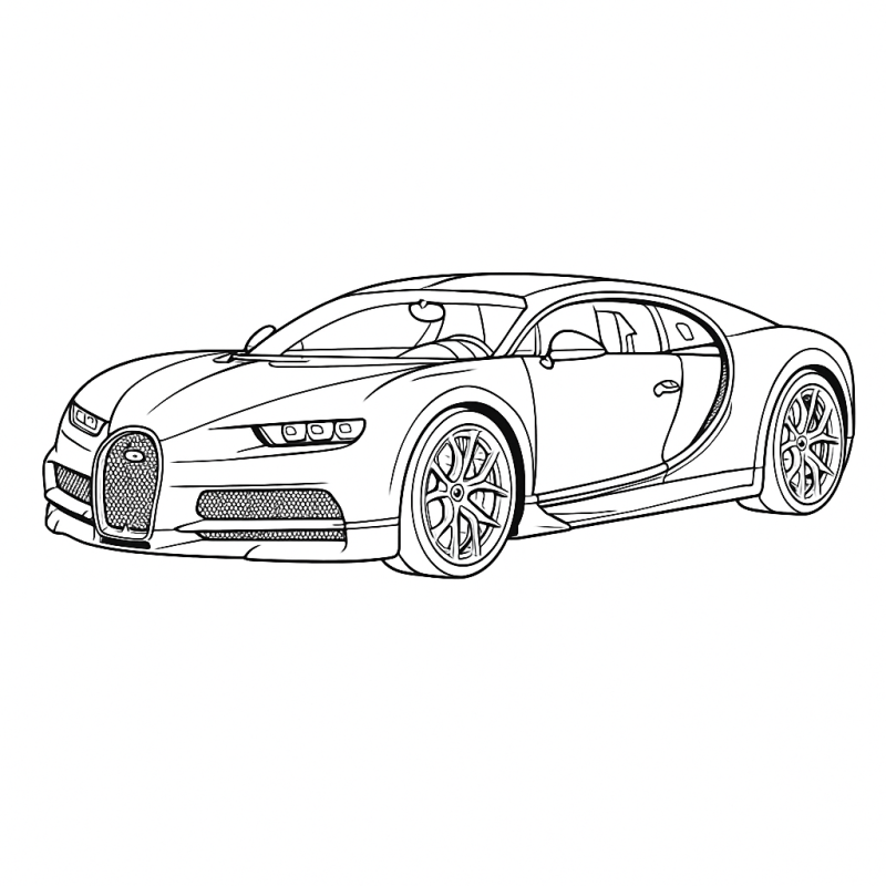 Desenho do carro Bugatti Chiron para colorir ao estilo Hot Wheels