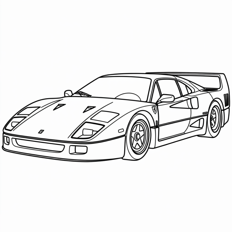 Desenho de Ferrari F40 estilo Hot Wheels para colorir