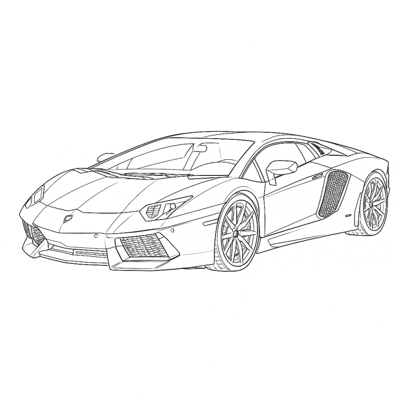 Desenho para colorir de um Lamborghini Aventador em estilo Hot Wheels