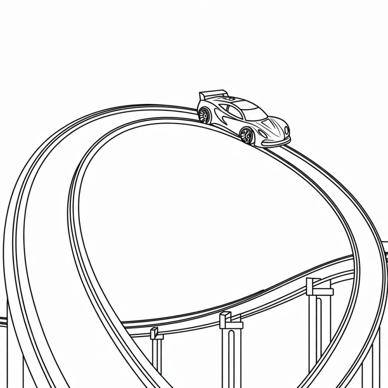 Desenho de carro em pista Hot Wheels para colorir