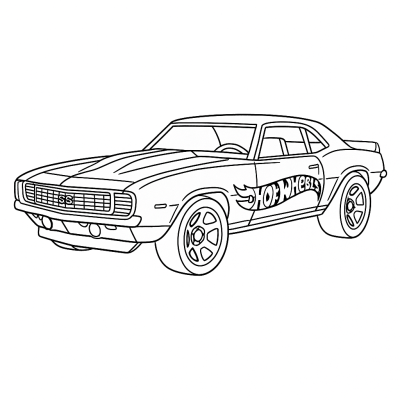 Desenho do Camaro SS estilizado para colorir