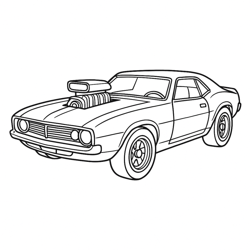 Desenho para colorir do Hot Wheels Rodger Dodger, um carro estilo muscle car