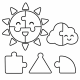 Sol e nuvem formados por peças grandes de mosaico para colorir