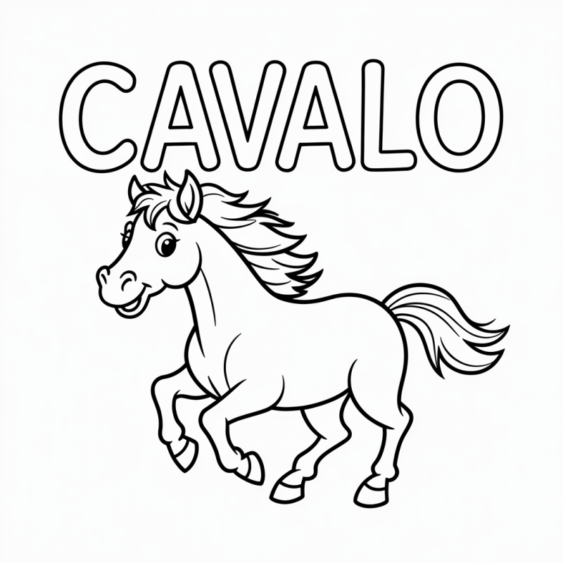 Cavalo Alegre e Dinâmico para Colorir