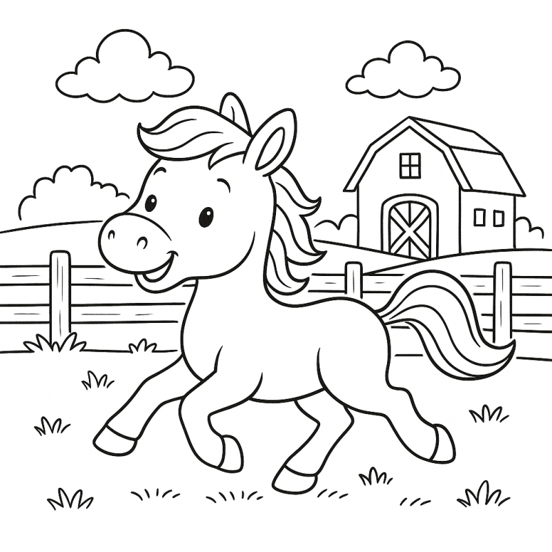 Colorindo um Cavalo Feliz na Fazendinha