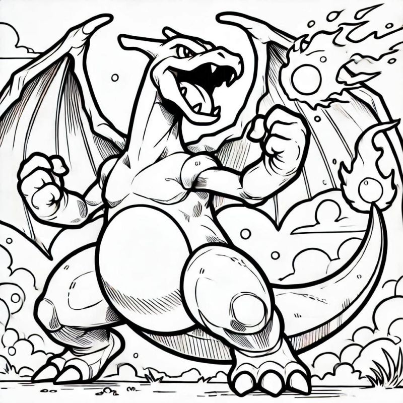Desenho Poderoso do Charizard para Colorir