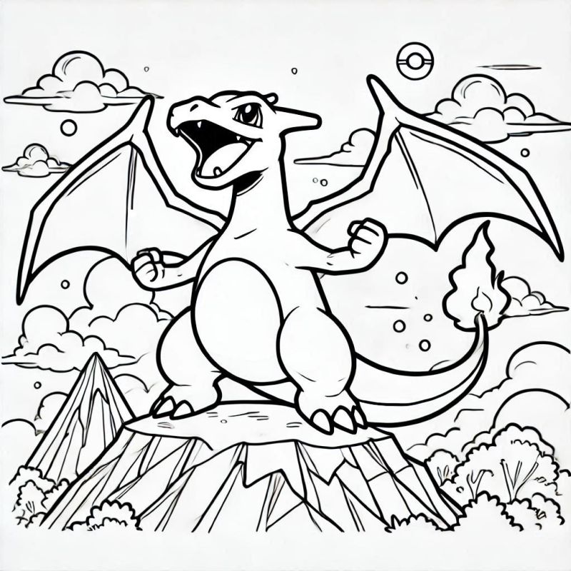 Charizard: O Dragão de Fogo Para Colorir