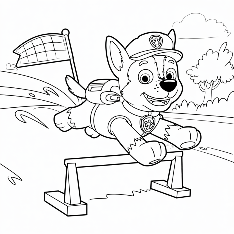 Desenho de Chase da Patrulha Canina saltando