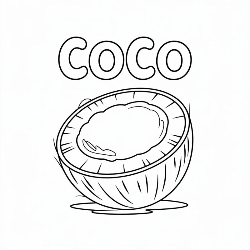 Desenho Educativo de Coco para Colorir