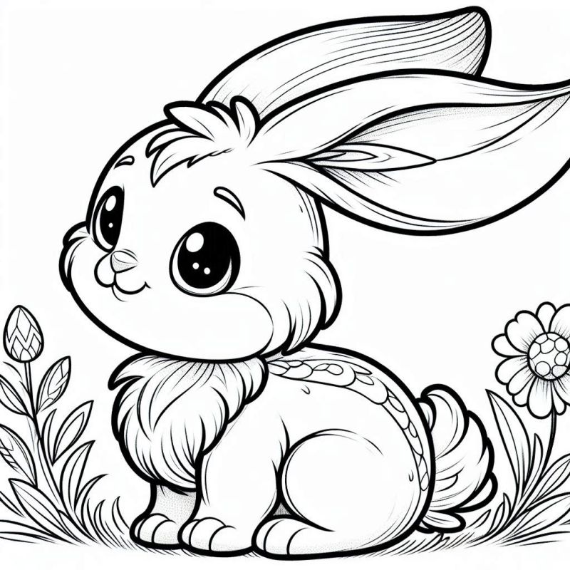Desenho de coelhinho adorável para colorir, perfeito para Páscoa