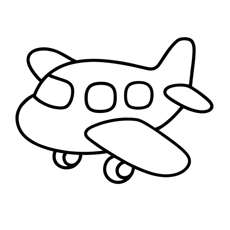 Desenho de avião simples para colorir com contorno suave e arredondado