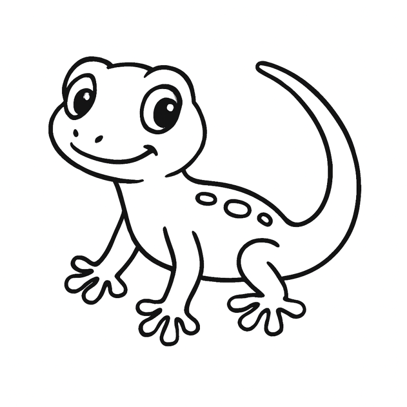 Desenho de pequeno lagarto estilizado para colorir