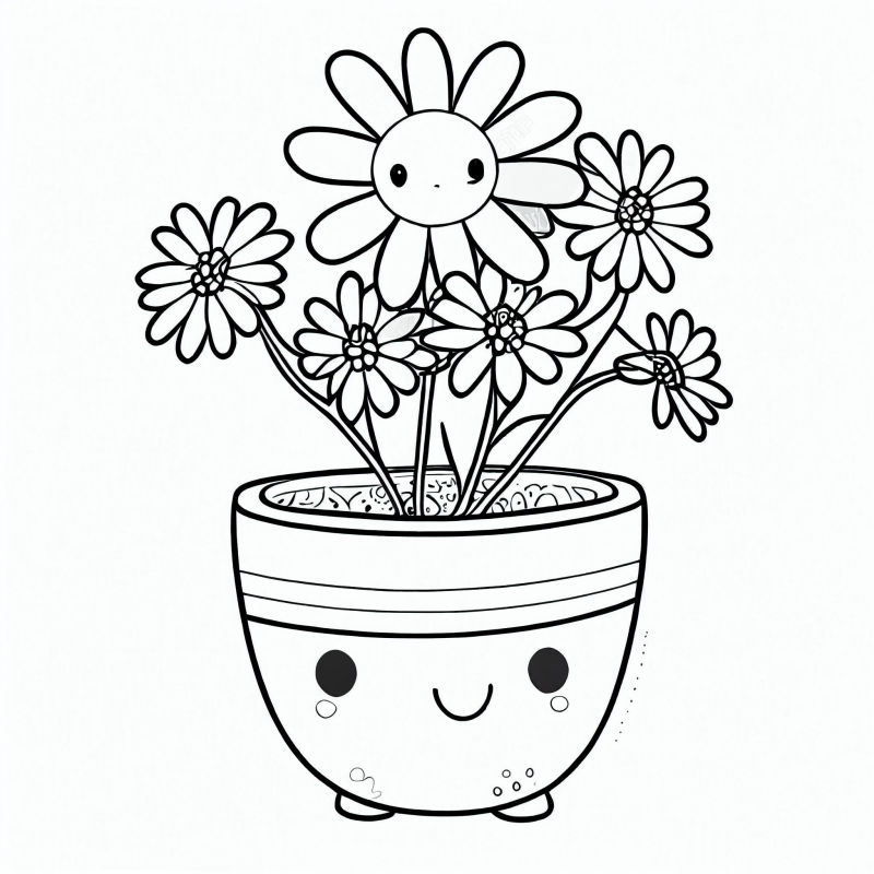 Desenho de Jarro de flores para Colorir - Colorir.com