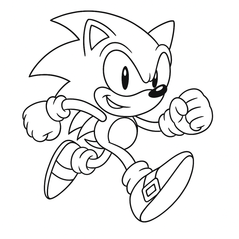 Desenho do Sonic correndo para colorir