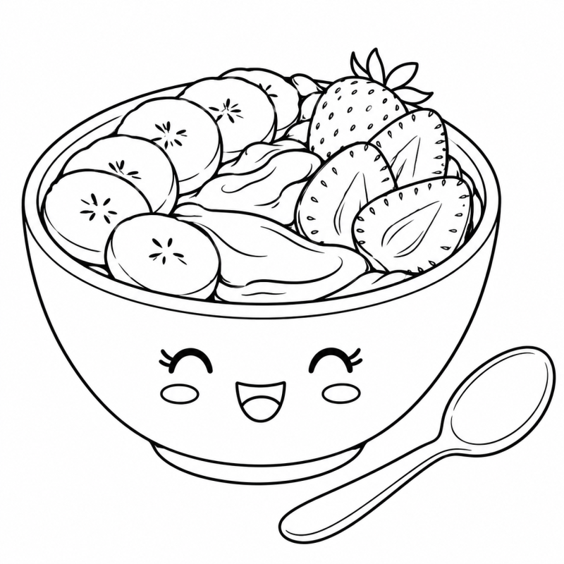 Açaí Fofo em desenho de contorno para colorir