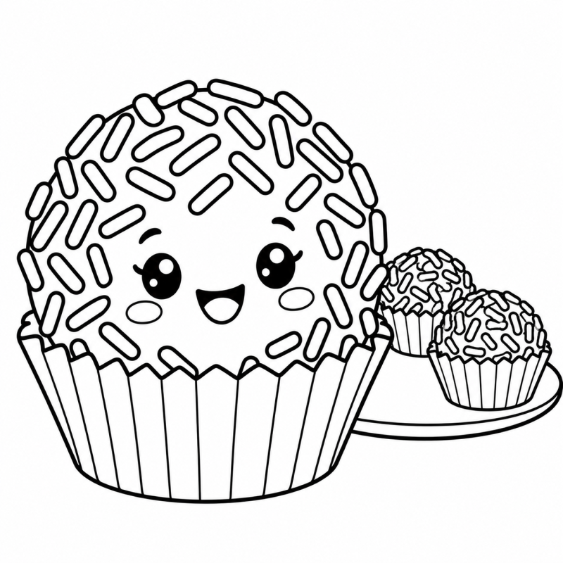 Brigadeiro Fofo em desenho de contorno para colorir