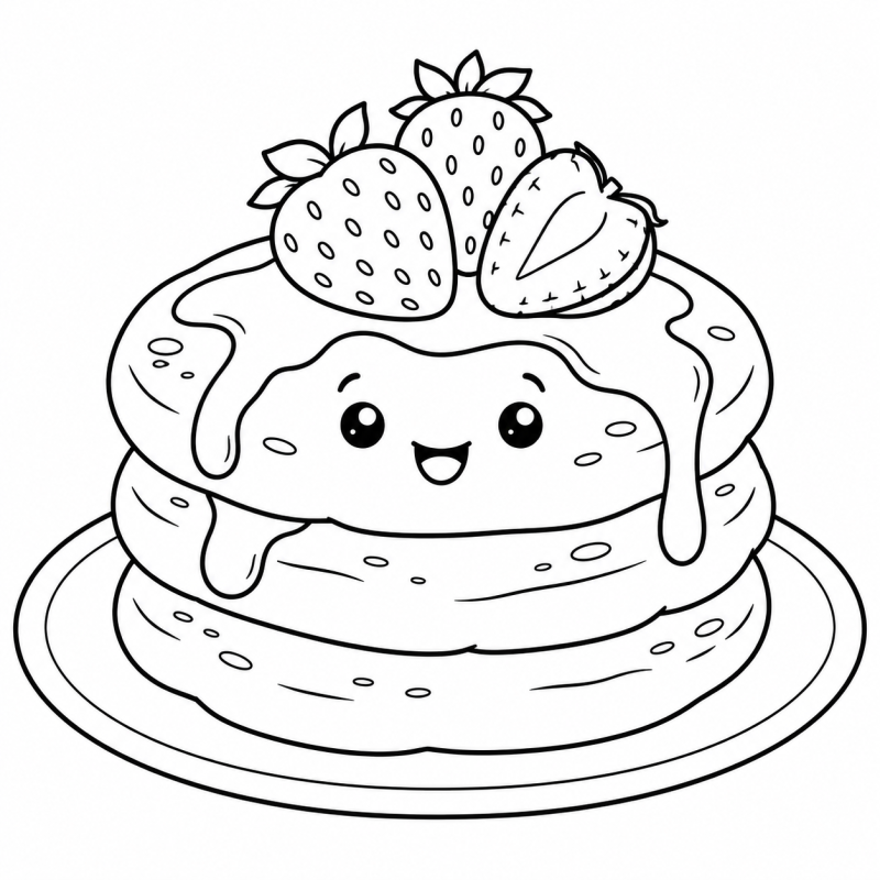 Panquecas Fofas em desenho de contorno para colorir