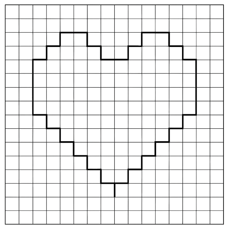 Desenho de Coração Pixelado para Colorir