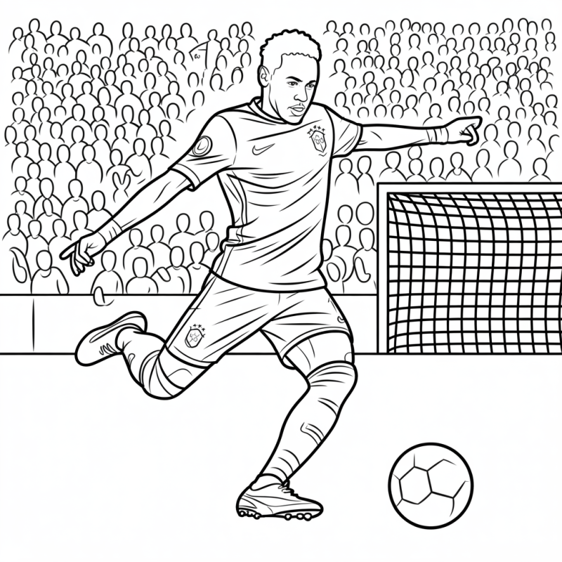 Desenho de Neymar jogador de futebol em ação para colorir