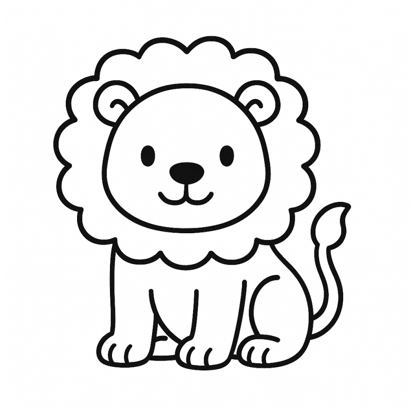 Desenho de leão fofinho para colorir por crianças pequenas