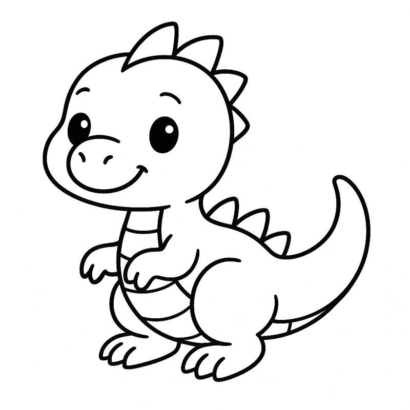 Desenho adorável de dinossauro para crianças pequenas colorirem