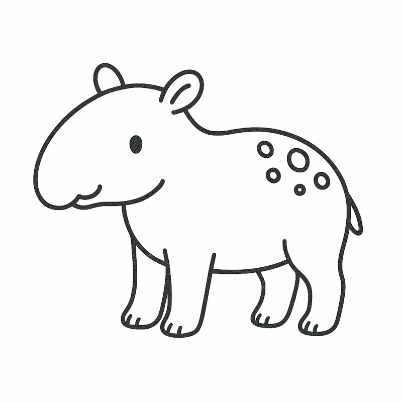 Desenho de um filhote de anta para colorir