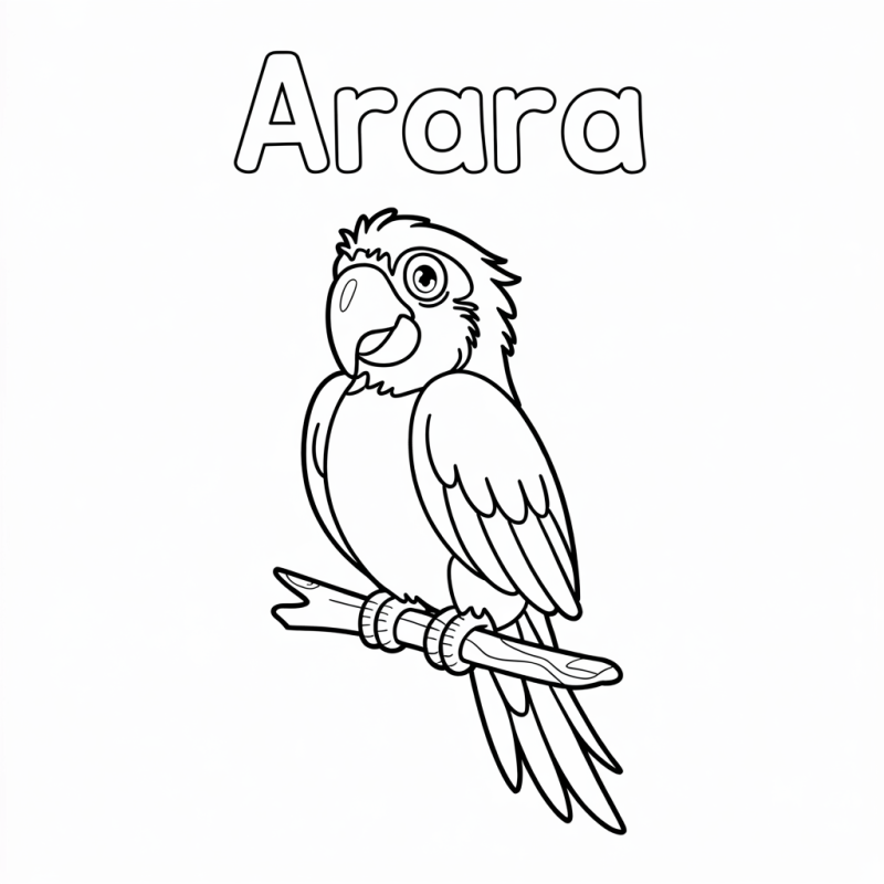Desenho de Arara para Colorir e Aprender