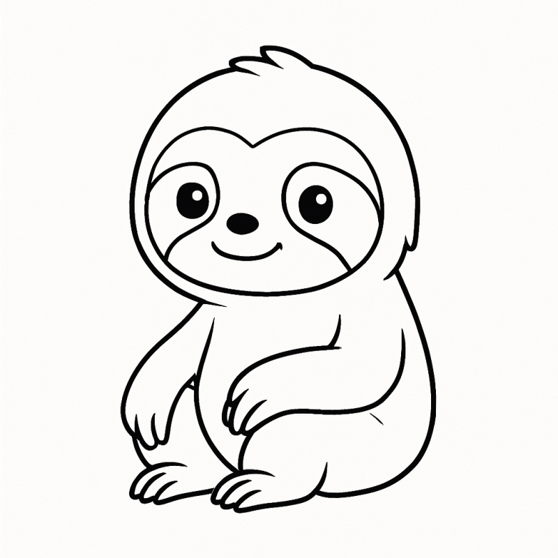 Desenho adorável de um bicho-preguiça para colorir, ideal para crianças pequenas.