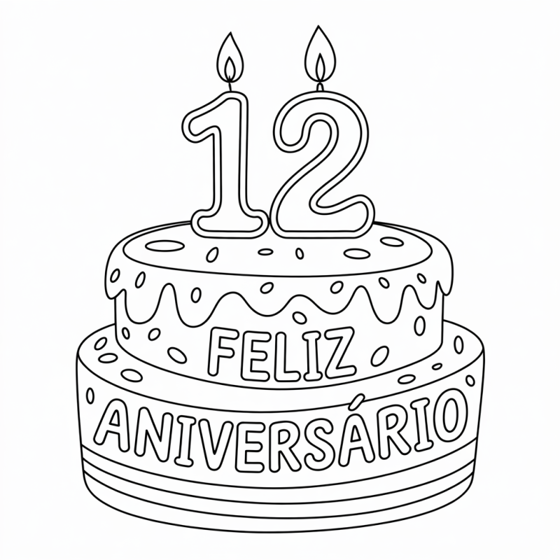 Desenho de Bolo de Aniversário para Colorir - Comemore com Arte!