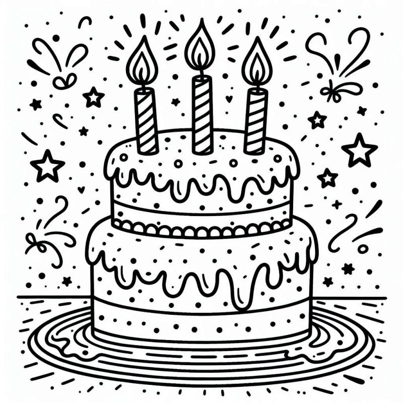 Divirta-se com Nosso Desenho de Bolo de Aniversário