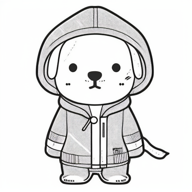 Cachorro Cartoon Fofo com Moletom para Colorir