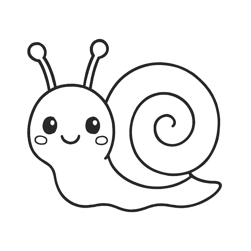 Desenho de caracol amigável e sorridente para crianças pequenas colorirem