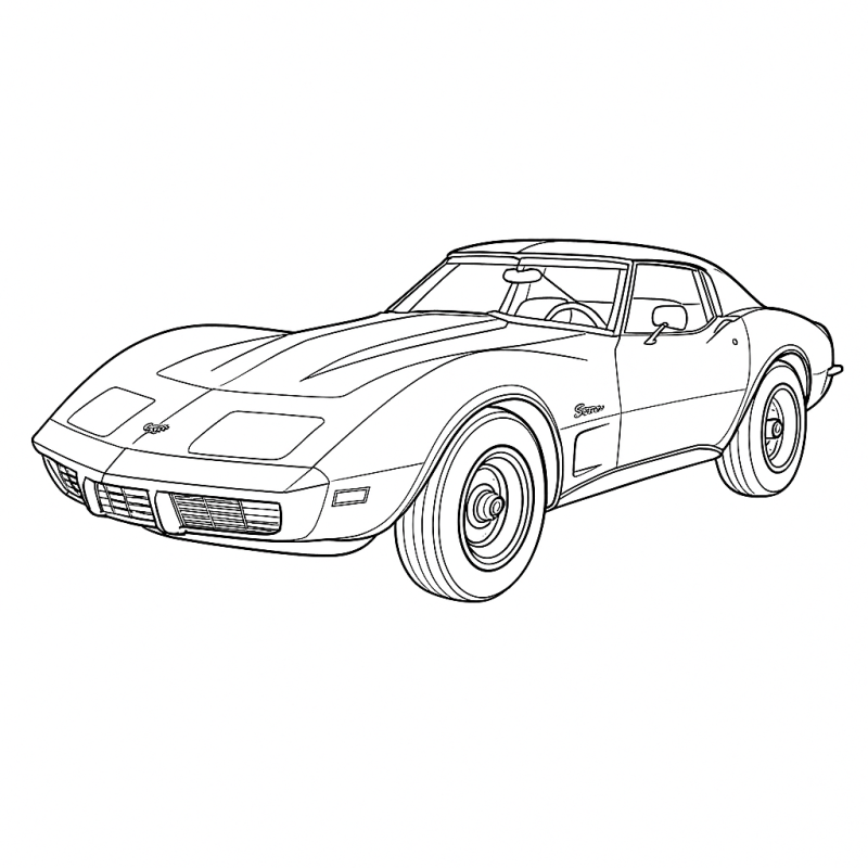 Desenho do carro clássico Corvette Stingray 1973 para colorir