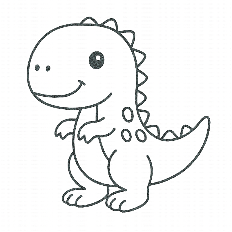 Desenho de dinossauro fofo para colorir, ideal para crianças pequenas.