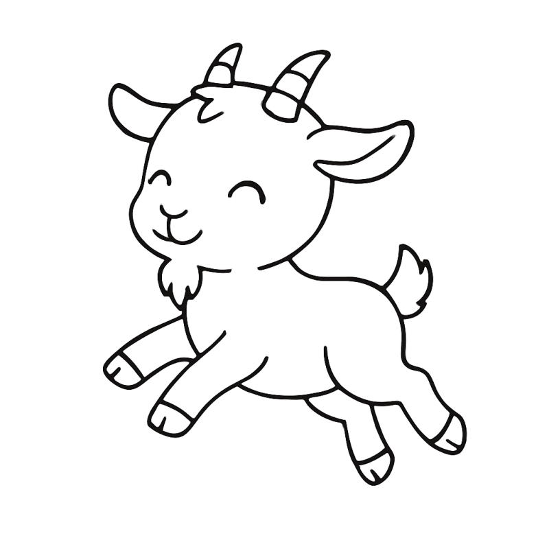 Desenho de Cabritinho Cartoon Alegre