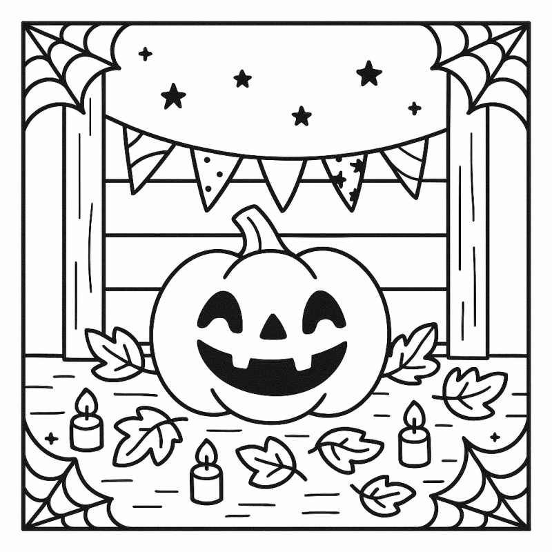 Desenho de Abóbora Festiva de Halloween para Colorir