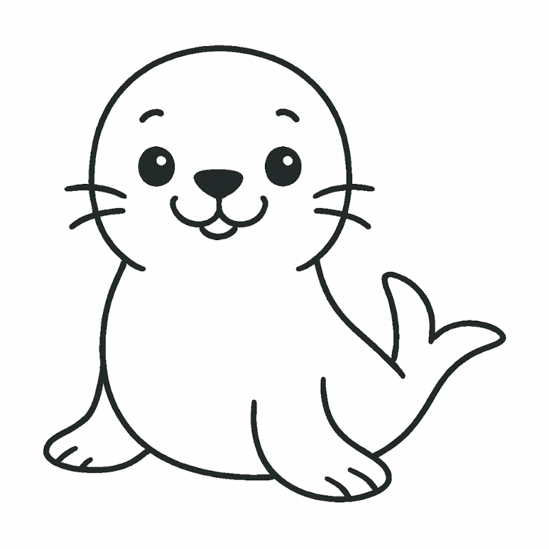 Foca fofa e estilizada ideal para colorir
