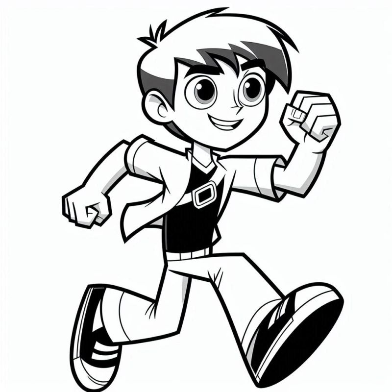 Desenho do Ben 10: garoto aventureiro correndo, ideal para colorir