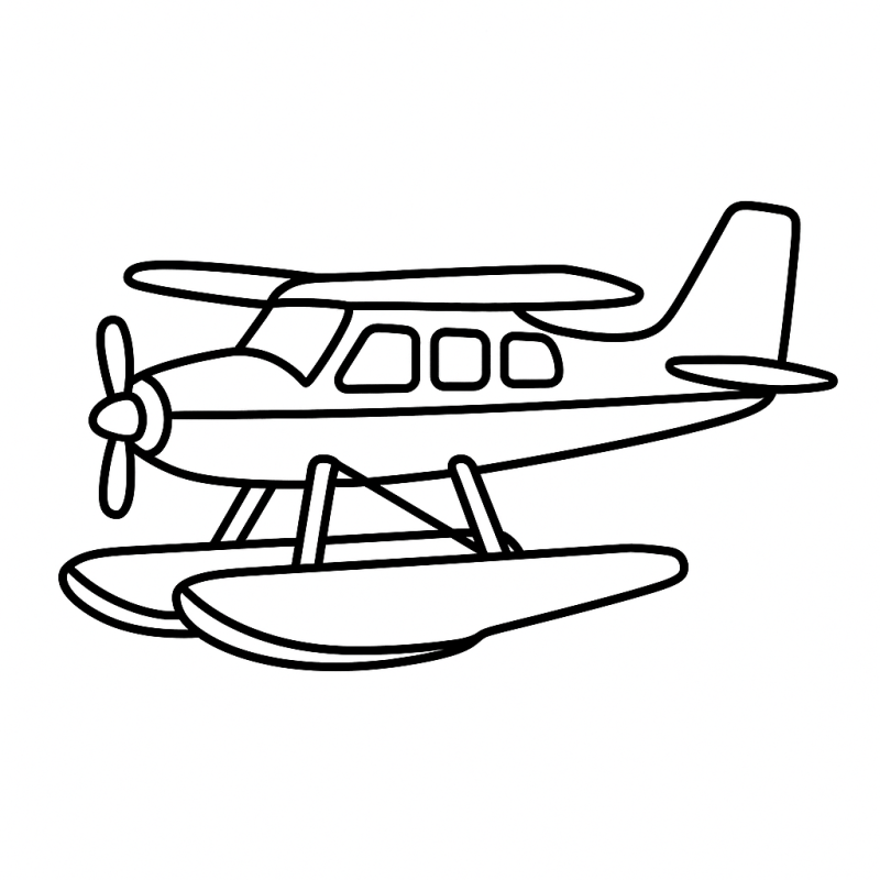 Desenho contorno de hidroavião para colorir